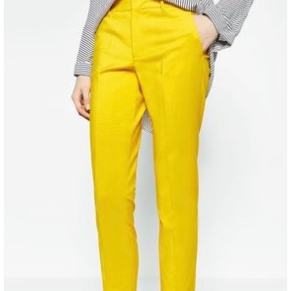 NEW Zara Doubled Face Chino Fir Pants, Yellow, Size 8